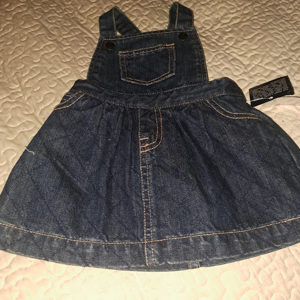 Ralph Lauren Infant Girls Denim‎ Jumper Overall Dress Dark Wash Blue NWT 9M